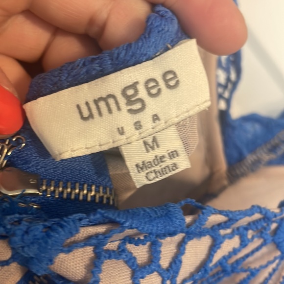 Blue Lace-Like Midi Dress - Picture 7 of 7